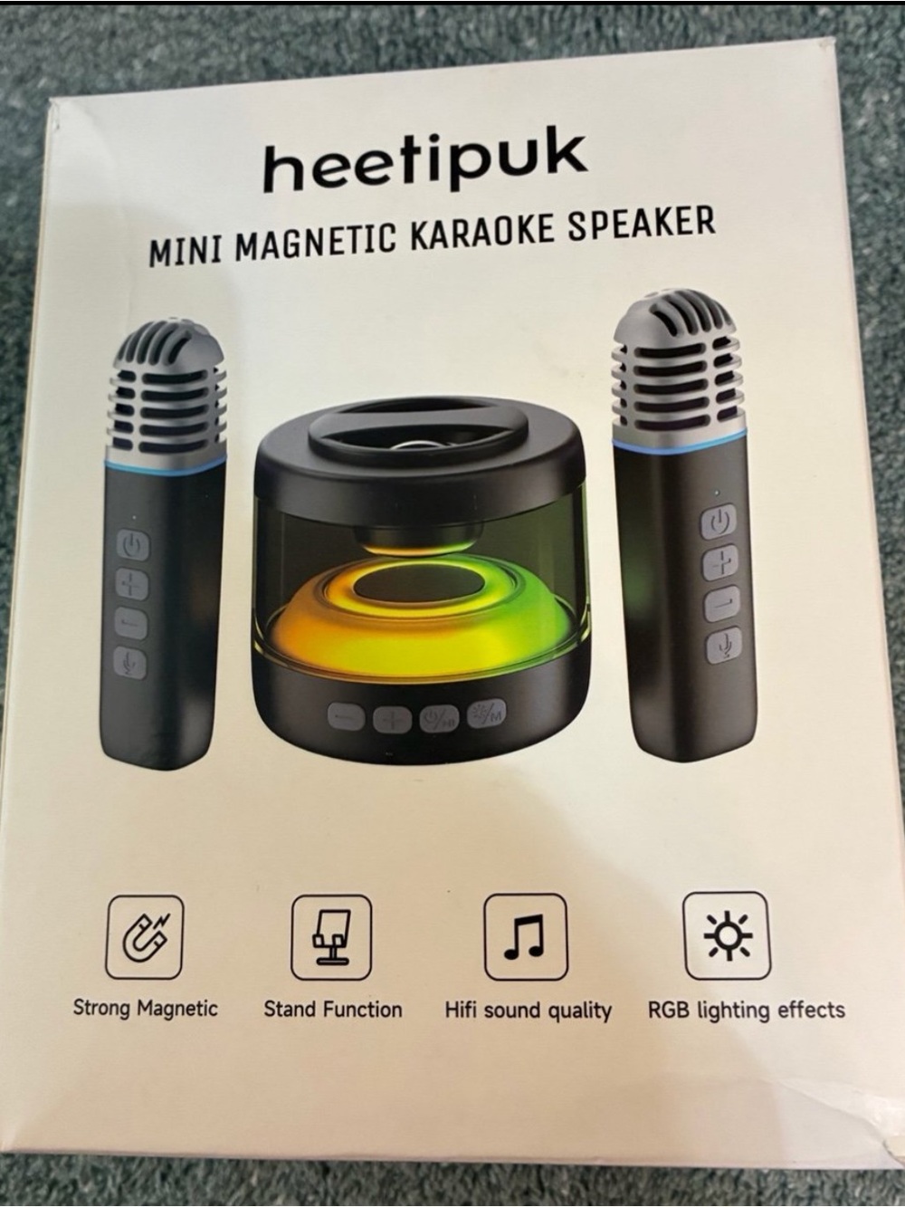 New! Heetipuk K22 Mini Magnetic Karaoke Speaker System w/ Wireless Microphon